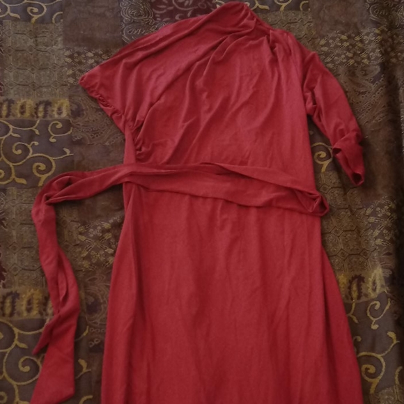 CBR Rose colored dress off shoulder 1 sleeve - Picture 2 of 16